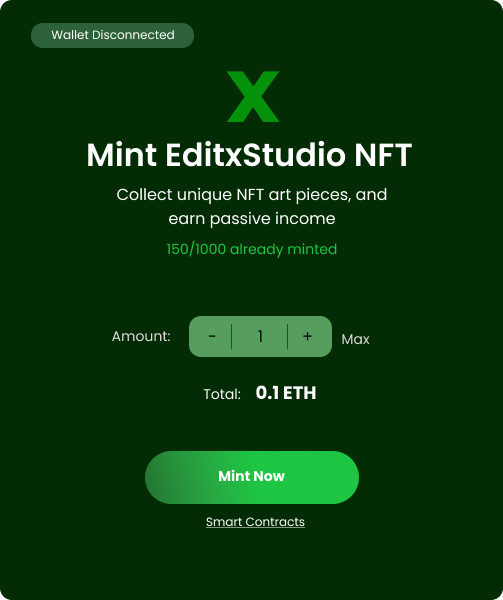 NFT Minting Website design & Development editxstudio.com